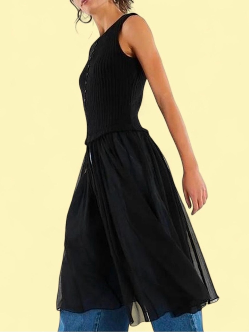 Free People Sleeveless Black Tiered Tunic